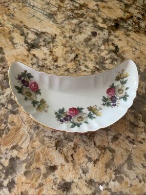Victorian Porcelain ~ Floral Crescent Dish -Bavaria Germany